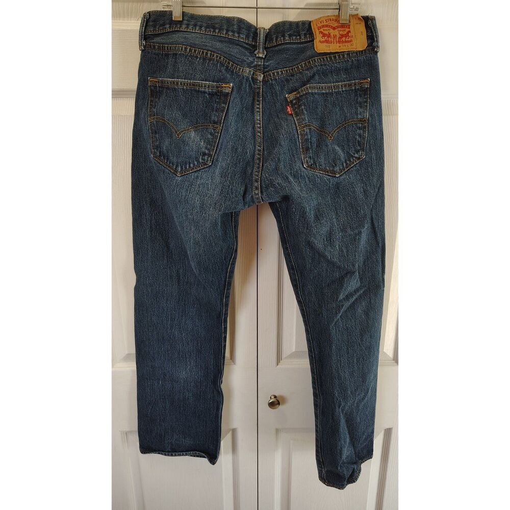 Levi's 501 Original Straight Leg Blue Denim Button Fly Jeans 34x30 - Picture 2 of 8